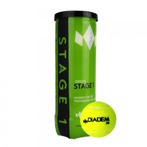 Мяч теннисный детский DIADEM Stage 1 Green Ball, арт. BALL-CASE-GR, упаковка 3 штуки, фетр, зеленый