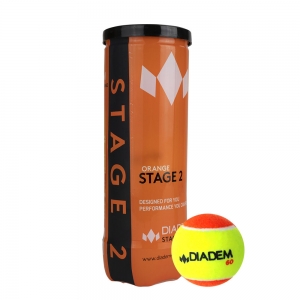 Мяч теннисный детский DIADEM Stage 2 Orange Ball, BALL-CASE-OR, упаковка 3 штуки, фетр, оранжевый