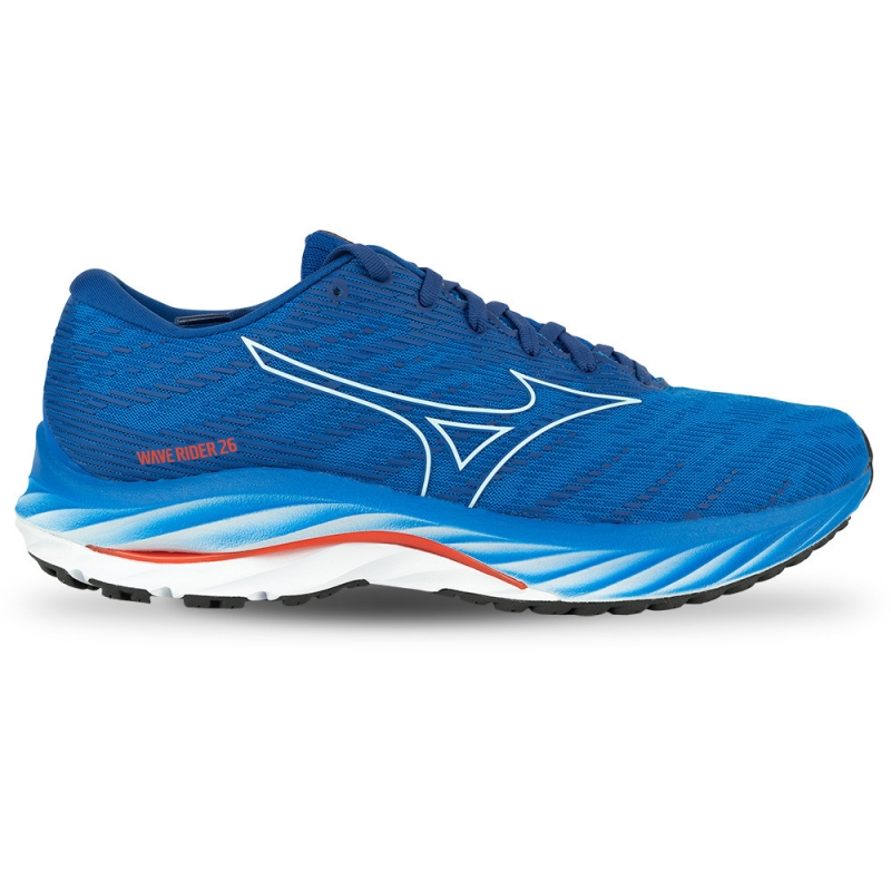 Кроссовки бег. MIZUNO Wave Rider 26, J1GC2203-05, размер UK9 (российский размер 43), полиэстер, нейлон, EVA, резина, синий