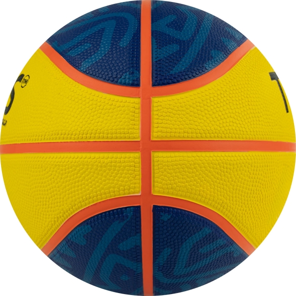 Мяч баскетбольный TORRES 3х3 Outdoor, B022336 размер 6, 8 панелей, резина, бутиловая камера, нейлоновый корд, жёлто-синий