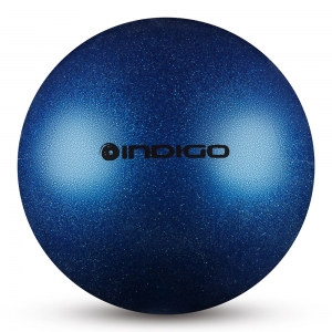 Мяч для художественной гимнастики INDIGO, IN119-B, диаметр 15 см, ПВХ, синий металлик с блестками