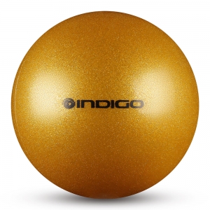 Мяч для художественной гимнастики INDIGO, IN119-GOLD, диаметр 15 см, ПВХ, золотой с блестками