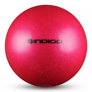 Мяч для художественной гимнастики INDIGO, IN119-PI, диаметр 15 см, ПВХ, розовый металлик с блестками