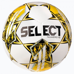 Мяч футбольный SELECT Numero 10 V23, 0574060005, размер 4, 32 панели, ПУ, ручная сшивка, белый-желтый