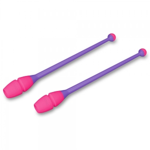 Булавы для художественной гимнастики INDIGO, IN019-VP, 45 см, пластик, каучук, в комплекте 2 штуки, фиолетовый-розовый