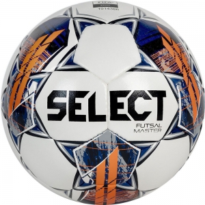 Мяч футзальный SELECT Futsal Master Grain V22, 1043460006-051, размер 4, Basic, 32 панели, ПУ, ручная сшивка, белый-синий-оранжевый
