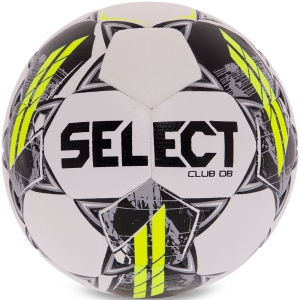Мяч футбольный SELECT Club DB V23, 0864160100, размер 4, 32 панели, ТПУ, термо+машинная сшивка, рез.кам, бело-черно-зеленый
