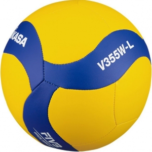 Мяч волейбольный MIKASA V355WL, размер 5, облегченный, 18 панелей, синтетическая кожа (ПВХ), машинная сшивка, желтый-синий