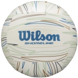 Мяч волейбольный Wilson Shoreline Eco Volleyball, WV4007001XB, размер 5, 18п, синтетическая кожа PVC, машинная сшивка, белый-синий