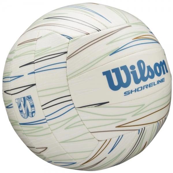 Мяч волейбольный Wilson Shoreline Eco Volleyball, WV4007001XB, размер 5, 18п, синтетическая кожа PVC, машинная сшивка, белый-синий