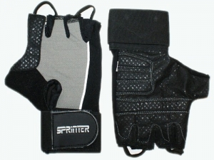 Перчатки для тяжёлой атлетики с напульсником. Цвет чёрно-серый. Материал кожа, замша. Размер XXL. (A)