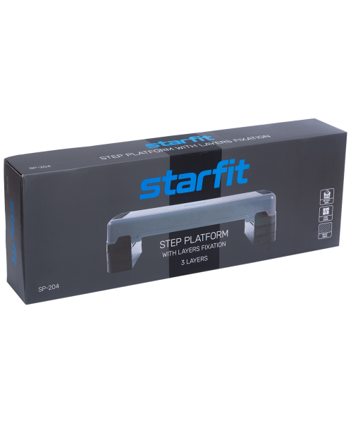 Степ-платформа фиксирующаяся SP-204 90х32х25 см, 3-уровневая, Starfit