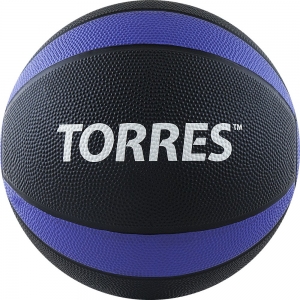 Медбол TORRES 5 кг, AL00225, резина, диаметр 23.8 см, черный-фиолетовый-белый