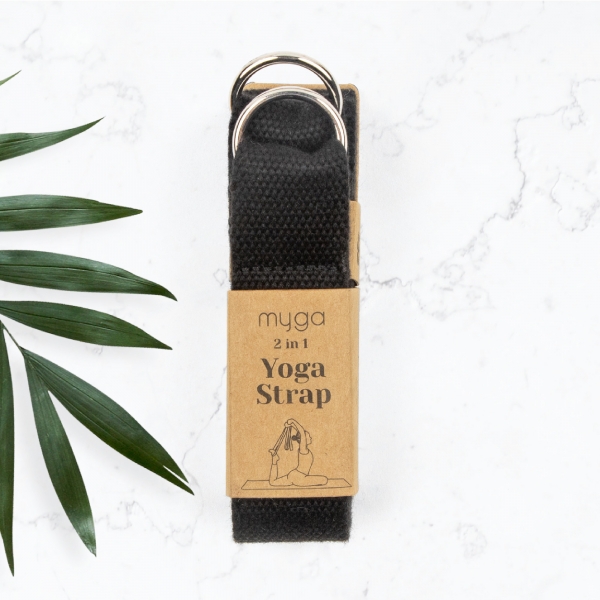 Ремень для йоги 180 см MYGA Yoga Belt and Sling 2 in 1 чёрный