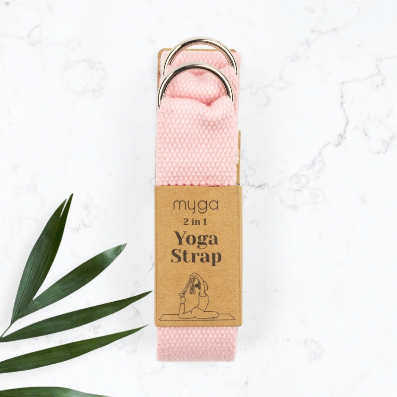 Ремень для йоги 180 см MYGA Yoga Belt and Sling 2 in 1 нежно-розовый