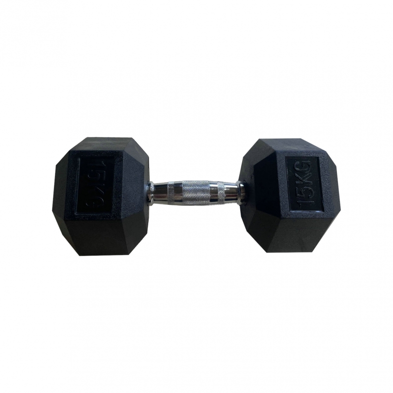 Обрезиненная гексагональная гантель INEX Hex Dumbbell 15 кг, черный, 1 шт