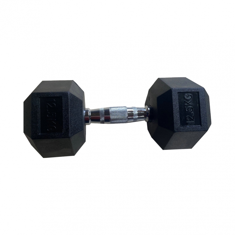 Обрезиненная гексагональная гантель INEX Hex Dumbbell 12,5 кг, черный, 1 шт