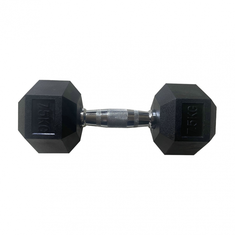 Обрезиненная гексагональная гантель INEX Hex Dumbbell 7,5 кг, черный, 1 шт