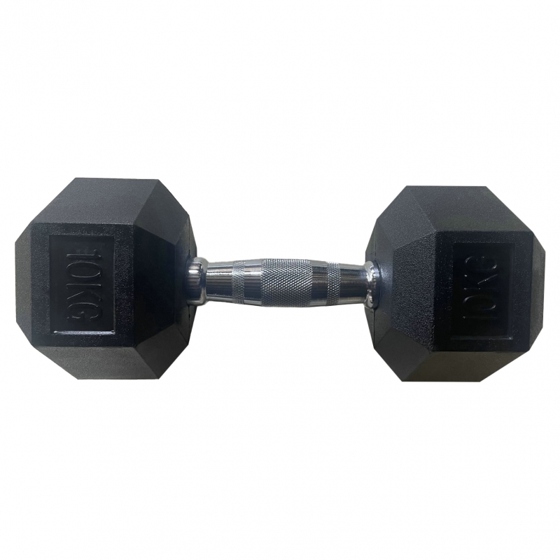 Обрезиненная гексагональная гантель INEX Hex Dumbbell 10 кг, черный, 1 шт