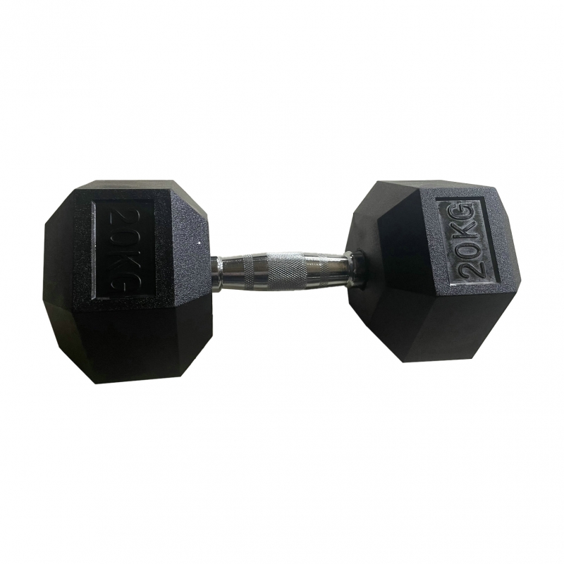 Обрезиненная гексагональная гантель INEX Hex Dumbbell 20 кг, черный, 1 шт