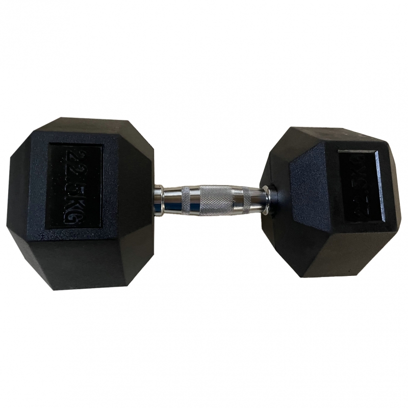 Обрезиненная гексагональная гантель INEX Hex Dumbbell 22,5 кг, черный, 1 шт