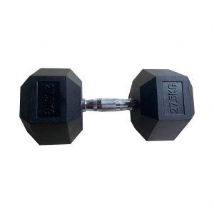 Обрезиненная гексагональная гантель INEX Hex Dumbbell 27,5 кг, черный, 1 шт