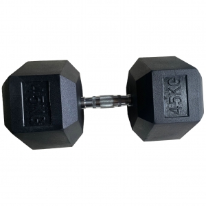 Обрезиненная гексагональная гантель INEX Hex Dumbbell 45 кг, черный, 1 шт