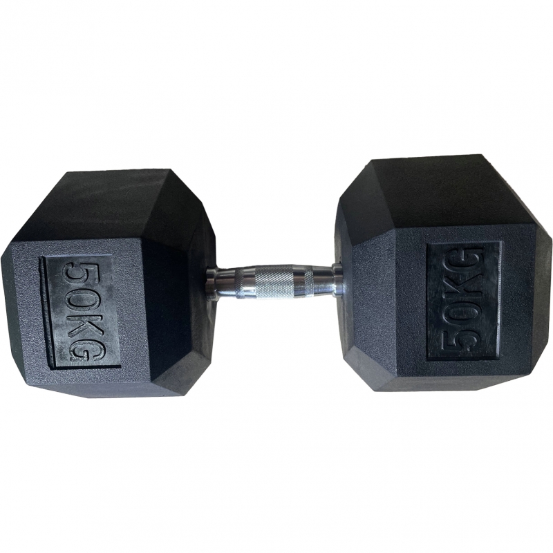 Обрезиненная гексагональная гантель INEX Hex Dumbbell 50 кг, черный, 1 шт