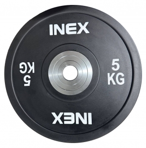 Олимпийский диск в уретане INEX PU Bumper Plate 5 кг чёрный/серый