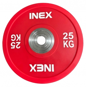 Олимпийский диск в уретане INEX PU Bumper Plate 25 кг, красный/белый