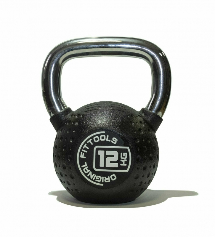 Гиря 12 кг с хромированной ручкой полиуретановая (CPU) Original FitTools FT-KB-CPU-12