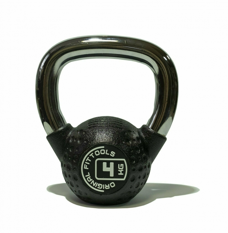 Гиря 4 кг с хромированной ручкой полиуретановая (CPU) Original FitTools FT-KB-CPU-4