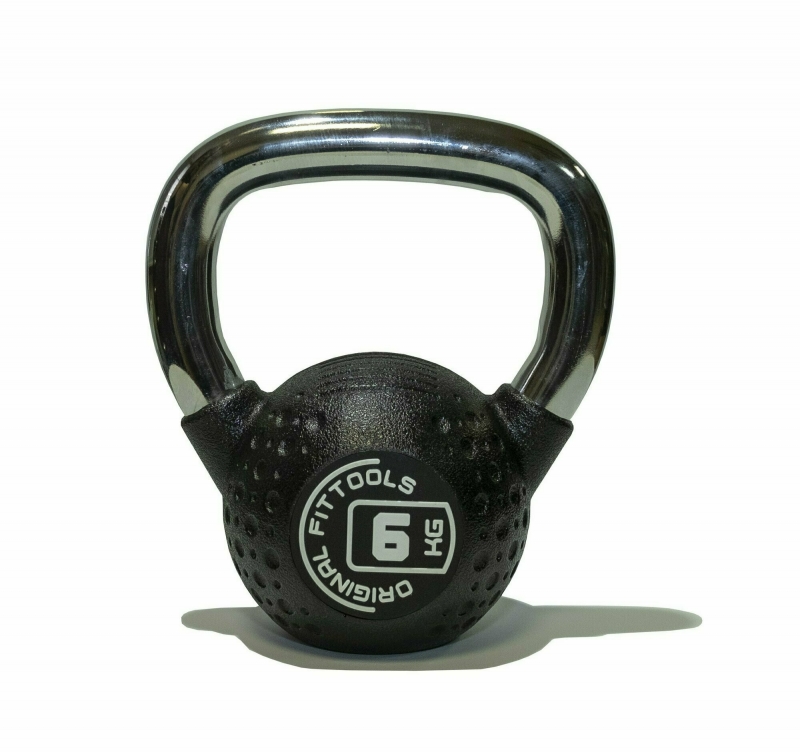 Гиря 6 кг с хромированной ручкой полиуретановая (CPU) Original FitTools FT-KB-CPU-6