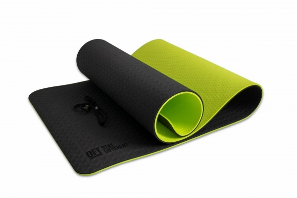 Коврик для йоги 10 мм двухслойный TPE черно-зеленый Original FitTools FT-YGM10-TPE-BG