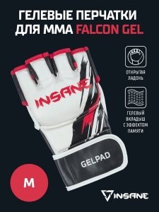 Перчатки для MMA FALCON GEL, ПУ, белый, M, Insane