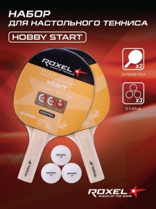 Набор для настольного тенниса Hobby Start, 2 ракетки, 3 мяча, Roxel