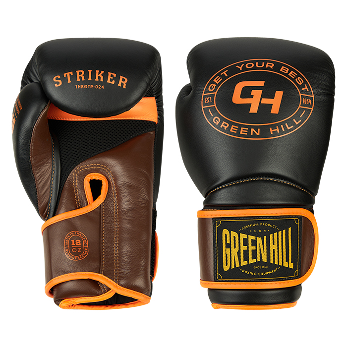 боксерские перчатки STRIKER черный/оранжевый Green Hill THBGTR-024 16oz
