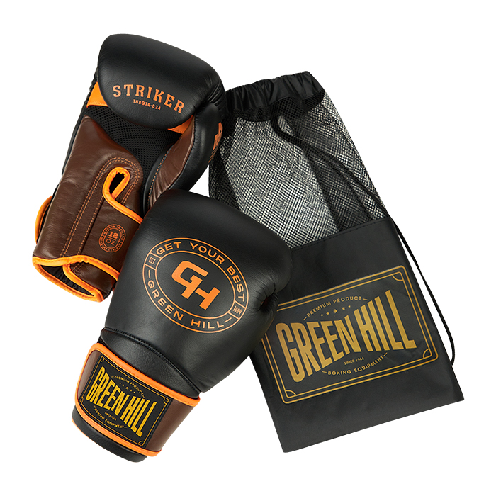 боксерские перчатки STRIKER черный/оранжевый Green Hill THBGTR-024 16oz