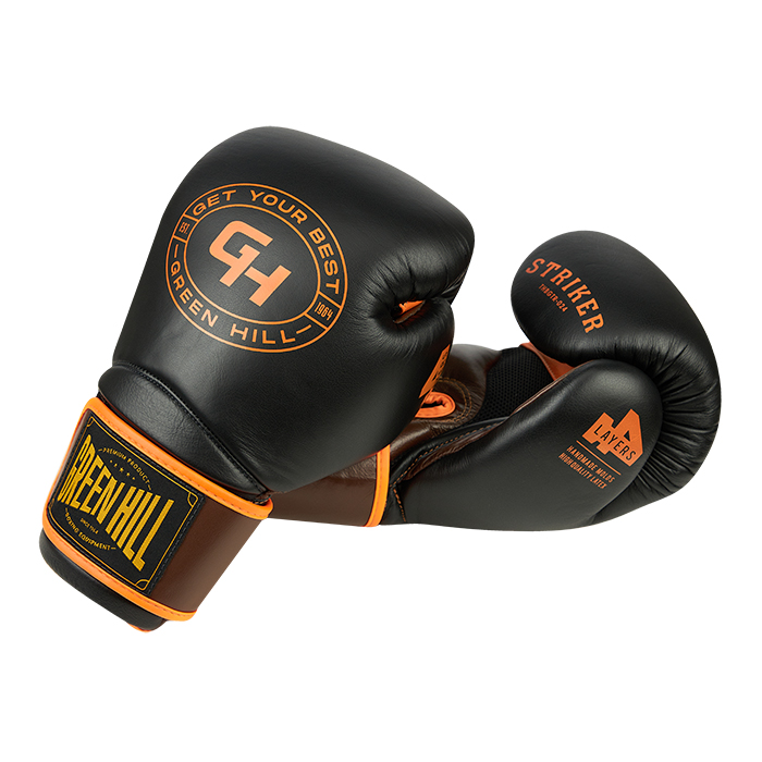 боксерские перчатки STRIKER черный/оранжевый Green Hill THBGTR-024 16oz