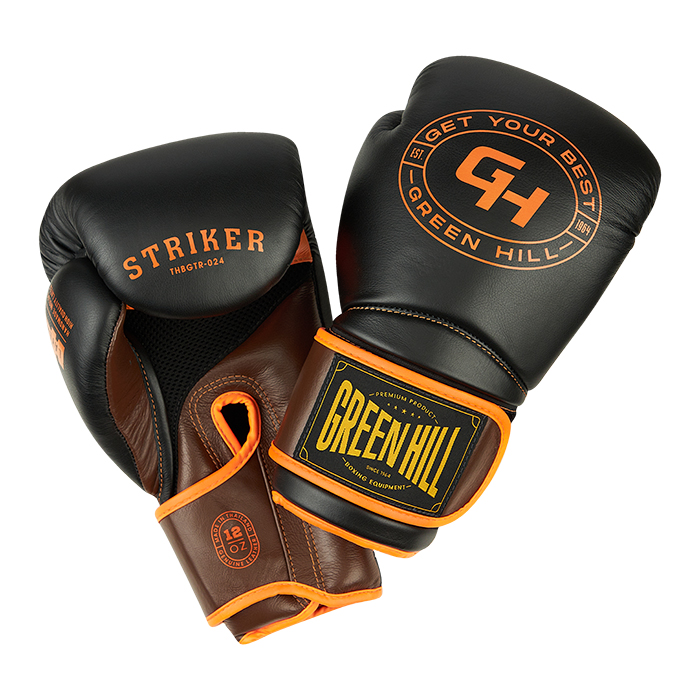 боксерские перчатки STRIKER черный/оранжевый Green Hill THBGTR-024 16oz