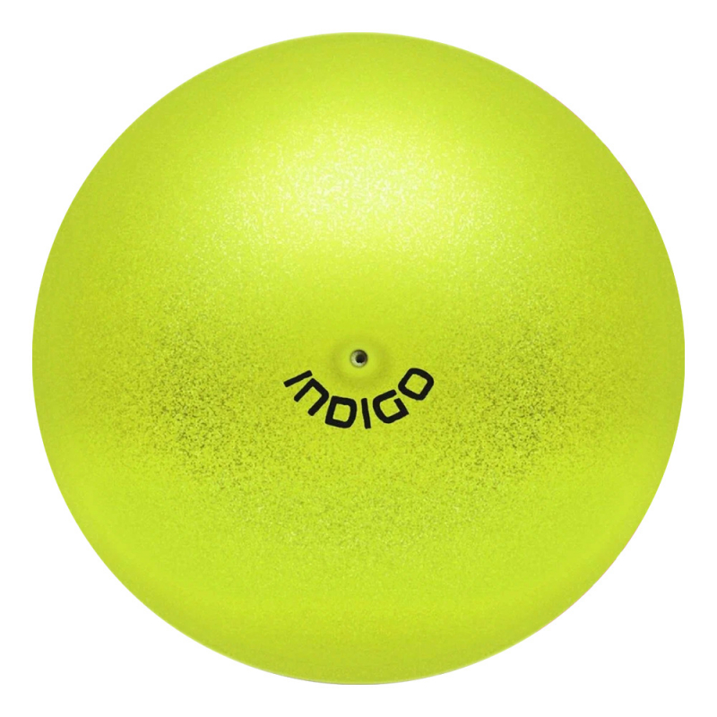 Мяч для художественной гимнастики INDIGO, IN119-LI, диам. 15 см, ПВХ, лимонный металлик с блестками