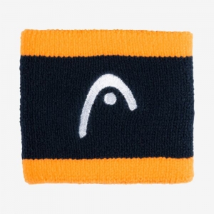 Напульсники HEAD 2.5" stripped, 285864-NVBN, ширина 6.5см, 90% нейлон, 10% эластан, пара, т.сине-оранж