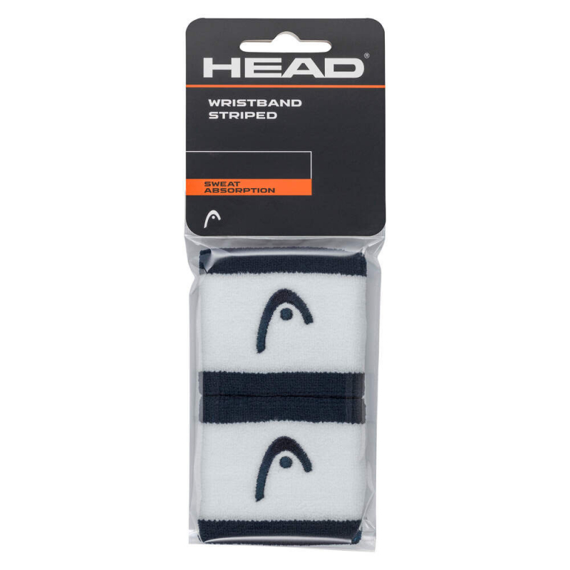 Напульсники HEAD 2.5" stripped, 285864-NVWH, ширина 7см, 90% нейлон, 10% эластан, пара, бело-т.синий