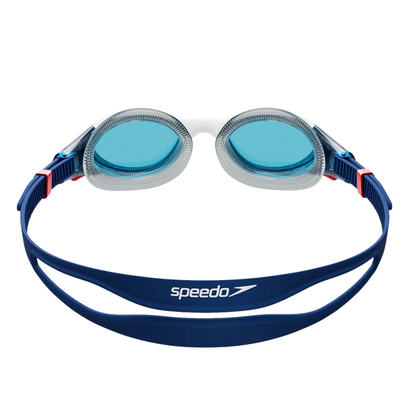 Очки для плав. SPEEDO Biofuse 2.0 8-00233214516, СИНИЕ линзы, бело-черная оправа