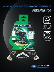 Набор для настольного тенниса Fetzner 400 FSC Set, 2 ракетки, 3 мяча, Donic