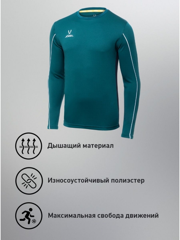 Футболка вратарская CAMP GK Padded LS, зеленый/черный/белый, детский, Jögel