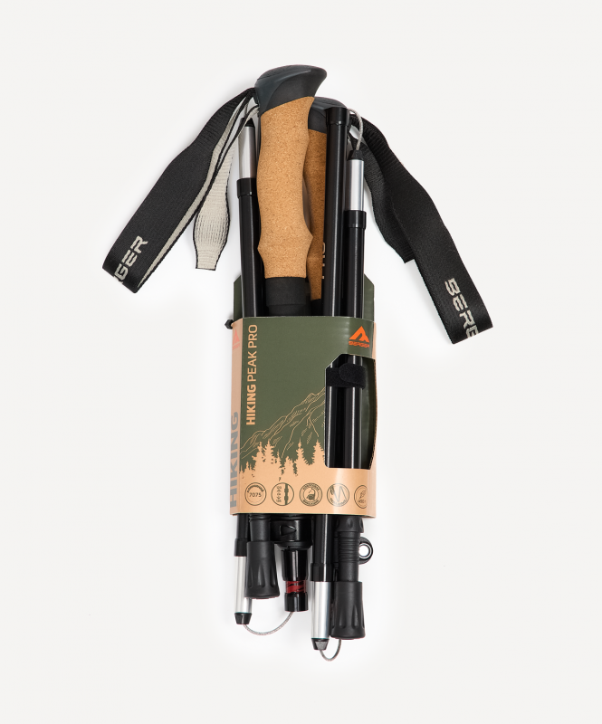 Треккинговые палки BERGER Hiking Peak Pro, 120-135 см, 5-секционные, черный/красный, размер Б/Р ЦБ-00008752
