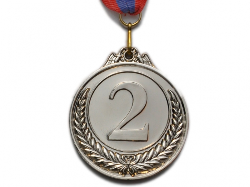 Медаль спортивная с лентой 2 место d - 5 см PF-2