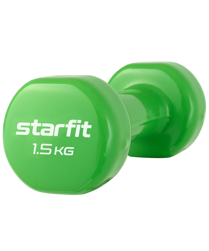 Гантель виниловая DB-101 1,5 кг, зеленый, Starfit