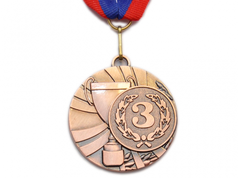 Медаль спортивная с лентой 3 место d - 5 см 5200-6